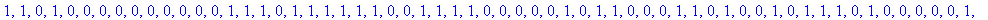 kopf := [1, 0, 1, 0, 0, 0, 1, 1, 1, 0, 0, 1, 0, 0, ...